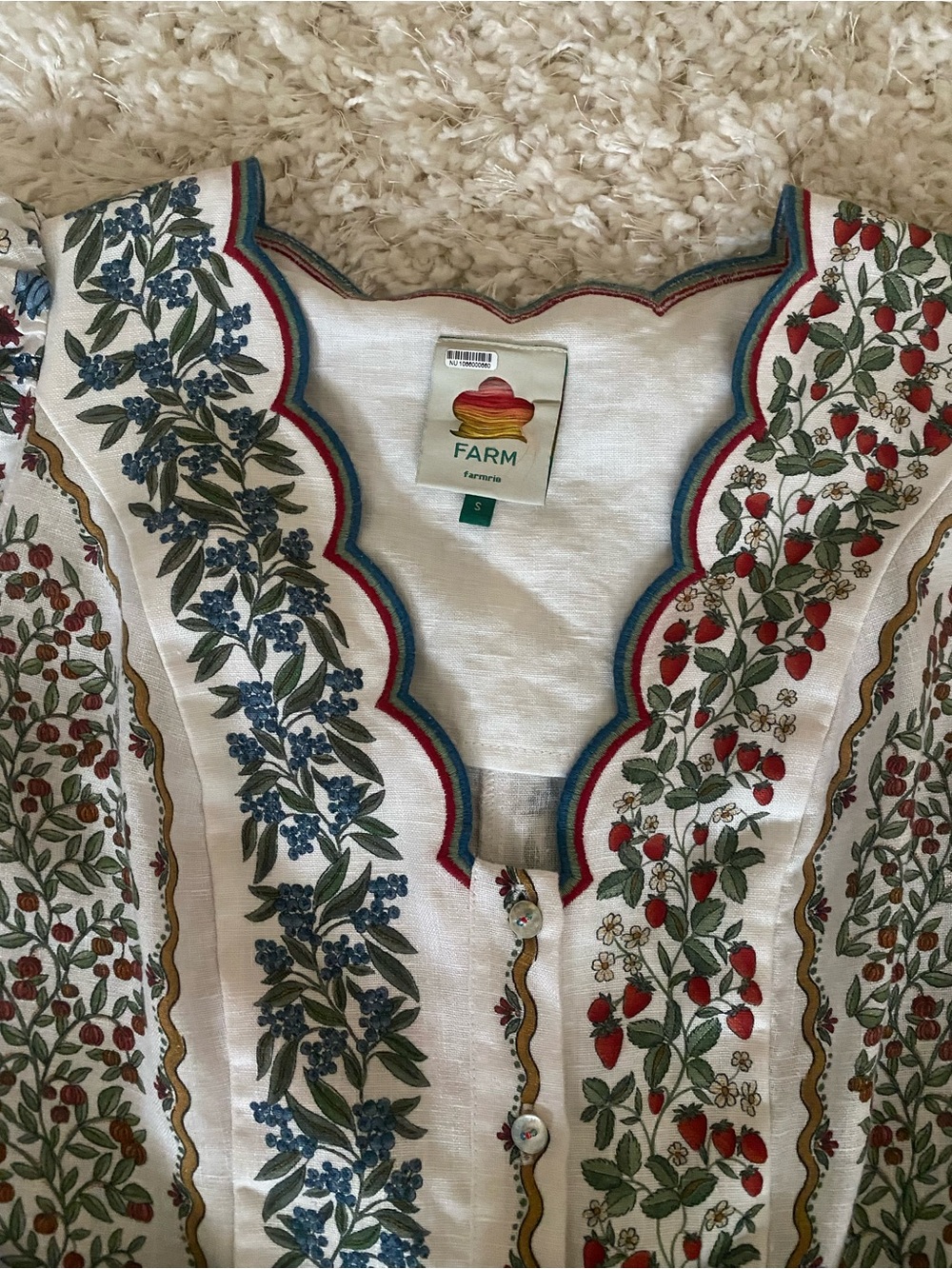 Farm Rio Fruit Beauty Puff Sleeve Belted Romper - Picture 7 of 10